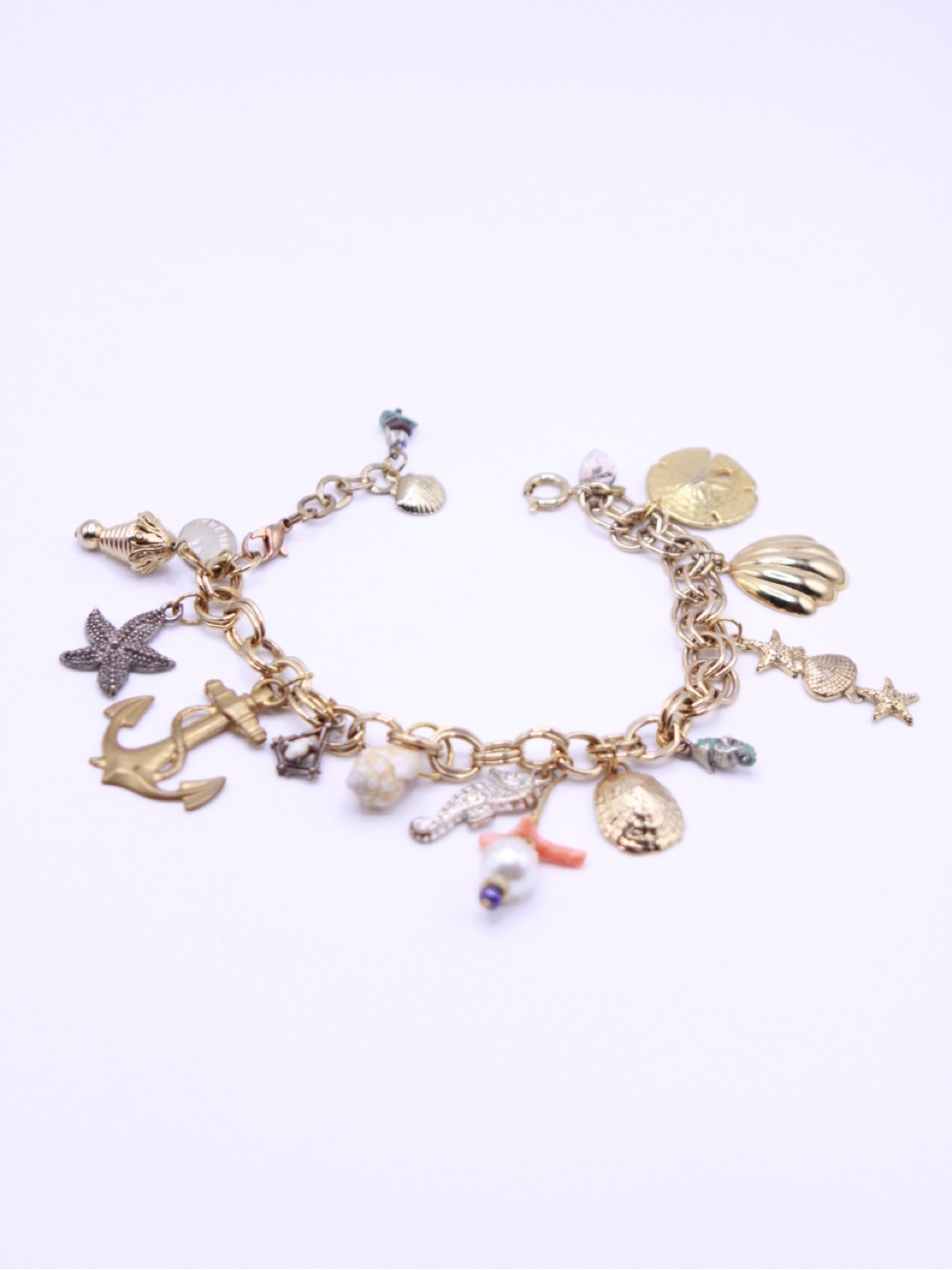 Vintage Gold-Tone Nautical Charm Bracelet